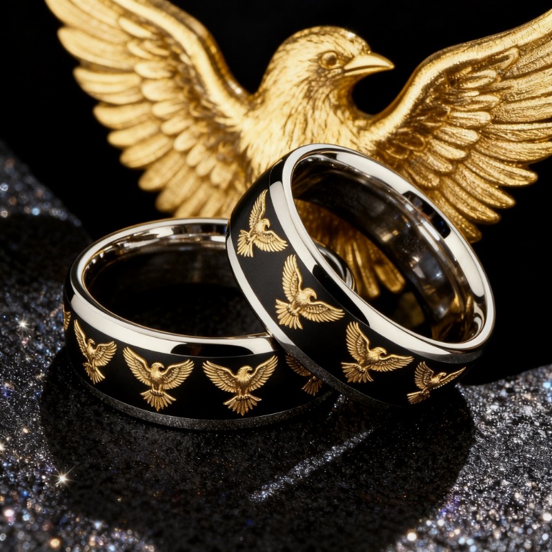 Men's Golden-tone Stainless Steel Soaring Eagle Ring